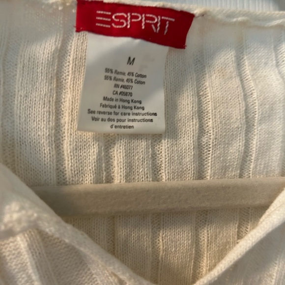 90s vintage Esprit Cream Ribbed Knit Top - Picture 3 of 3